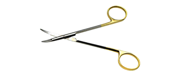 綜合組織剪 12.5CM 扁平彎圓 單側(cè)刃口開(kāi)齒 （金柄）