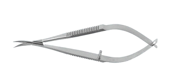 角膜剪 11cm、彎鈍、疊腮、直紋柄